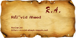 Rövid Ahmed névjegykártya